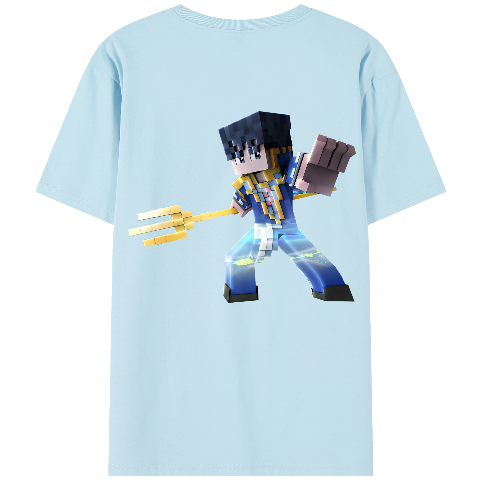 （画像用） マインクラフト ブロックの世界 Minecraft MC Block world 綿100％半袖Tシャツ（背面プリント）